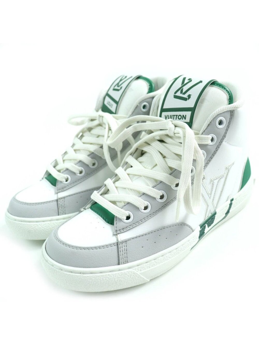 Louis Vuitton Charlie Line LV Logo Monogram Leather High Top Sneakers White